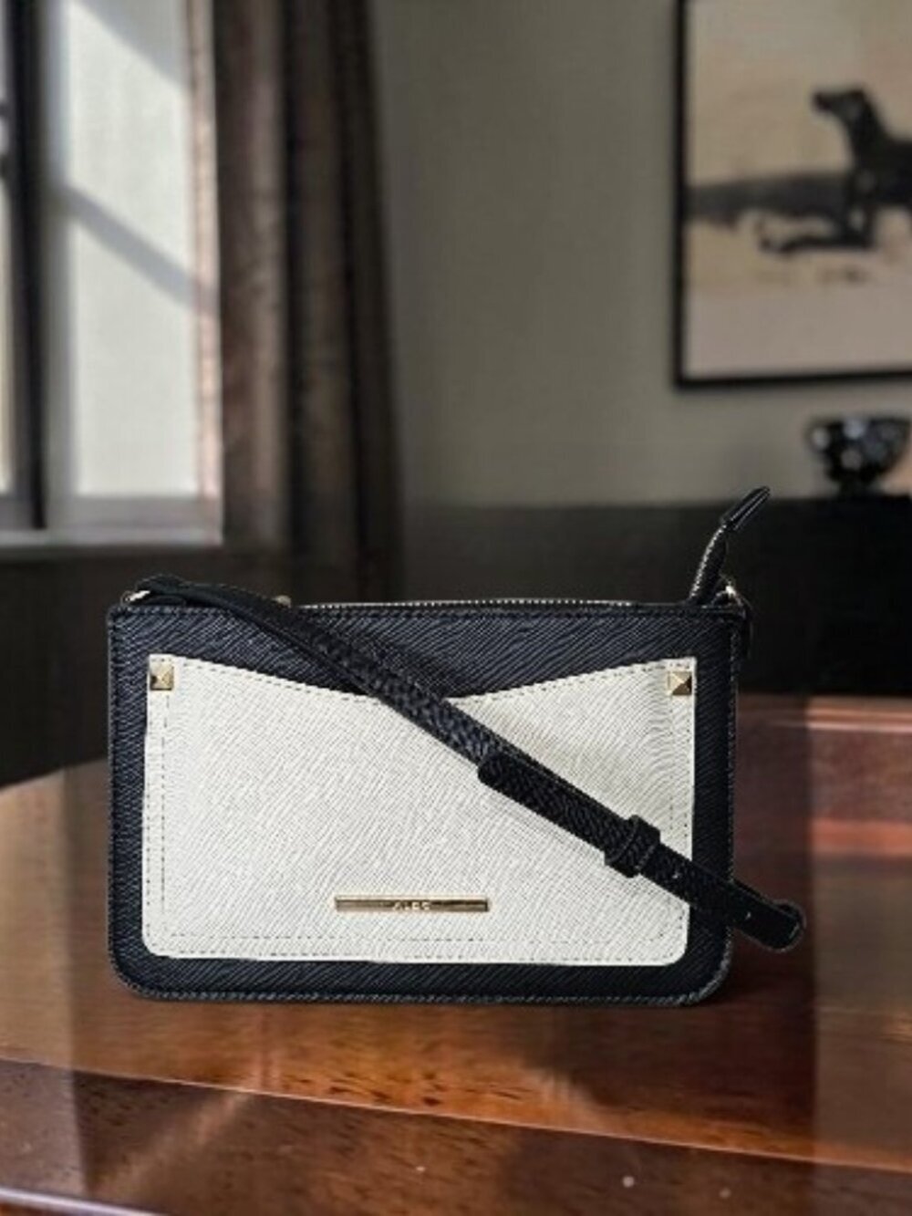 Aldo Goivia Two-tone Colorblock Small Crossbody Black And White Shoulder Bag